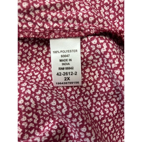 Catherines Women's Plus Size Georgette Buttonfront Tie Sleeve Cafe Blouse 2X - Picture 6 of 9